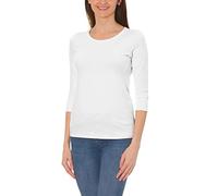 Alkato Women's 3/4 Sleeve Shirt with Round Neck, White, XL