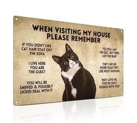 ALKB Funny Tuxedo Cat-Themed Sign 8x12 Inch - Visitor’s Guide to Interacting with Cats - Gift for Cat Lovers’ Home Decor
