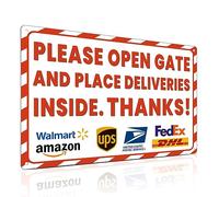 ALKB Rust-Free Aluminum Package Delivery Sign for Outside 8"x12" - Please Open Gate and Place Deliveries Inside Thanks - Delivery Instructions for My Packages from Amazon, FedEx, USPS, UPS