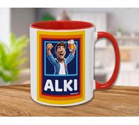 Alki Funny Mug Cup Alcoholic Novelty Gift Mugs Man Dad Stepdad Father Fathers Day Grandad Mens Christmas Him Birthday Xmas Red White Ceramic Coffee Tea Drinkware Beverage Humour by Trendy Gifts UK