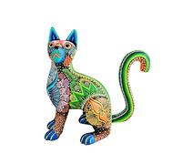ALKIMIA INC Mexican Alebrije Masterpiece Cat Wood Carving Handcrafted Sculpture (Medium)