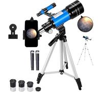 Alkinshue Telescope for Adults & Beginners, 70mm Aperture 400mm AZ Mount with Adjustable Tripod and Fully Multi-Coated Optics, Portable Astronomy Refractor Telescope, Wireless Remote