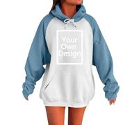 ALkjuozpidi Personalised Hoodie Sweatshirts Fashion Colour Block Tops Funny Patterned Sweatshirt Add Your Own Photo Graphic Logo Letter Text Casual Festival Custom Celebration Jumpers Light Blue