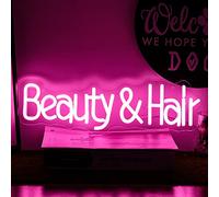Alkkign Beauty Hair Neon Sign Pink Letter Neon Light Hair Salon Led Neon Sign Babers LED Neon Light for Barber Shop Beauty Salon Girls Room Store Decoration