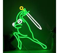 Alkkign Frog And Sword Neon Sign for Wall Decor Animal Neon Light Cool Frog LED Neon Sign Green Led Neon Light for Bedroom Store Man Cave Zoo Martial Arts School Decoration