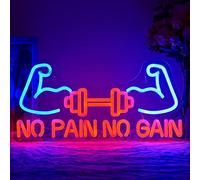 Alkkign No Pain No Gain Neon Sign for Gym Decor Gym Neon Light Muscle Led Neon Sign Dumbbell LED Neon Light Weightlifting Neon Lights Fitness Club Neon Signs for Gym Fitness Club Store Decoration