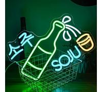alkkign Soju Neon Sign Korean Soju Neon Light Soju Glass LED Neon Light Korean Neon Sign for Bar Korean Restaurant Kitchen Restaurant Wine cellar Decoration