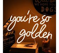 Alkkign “You're So Golden” Neon Sign Warm Neon Signs Dimmable Letter Neon Lights for Wall Decor USB Powered with Switch for Wedding, Engagement Birthday Party Bar Pub Club