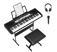 Alkmaar Piano Keyboard, 61-Key Electric Beginner Keyboard with Headset, Bench, Stand, Built-in Speaker, Microphone, Power Supply and Sheet Music Stand (BST8602)
