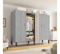 Alkmla Heavy Duty Covered Clothes Rack with Cove Foldable Portable Wardrobe Closet for Hanging Clothing Black Metal Garment Rack for Bedrooms, Apartments, and Tenant，Gray：With magnetic door：126cm