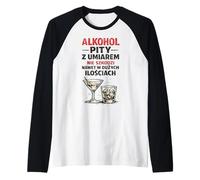 Alkohol Pity Z Umiarem PRL Parodia Humor Raglan Baseball Tee