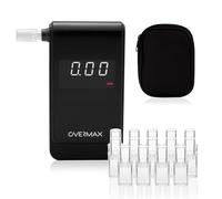 Alkomat AD 10 - Professional Breathalyzer with Platinum Sensor, Fast 5-Second Response, Memory for 50 Tests, BAC Display in Multiple Units, LCD Screen, Battery Warning, Includes 15 Mouthpieces and Cas