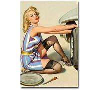 ALKOY 1000 Pieces Pin up Girl Wooden Jigsaw Puzzle, Intermediate Skill Level, 7 Years and Up, 1 Set, 1000 Pieces, Rectangular, Tabletop, Floor, Retro Style