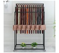 ALKOY Floor Standing Belt Hanger Retail Display Stand, Movable Shop Tie Rack Closet Belt Holder Organizer, Space Saving Scarf Stand Shawls Purse Shelf with Hooks, for Jewelry Keyhats Socks Toys/Blac