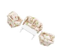 Alksubbm 1: 12 Scale Furniture Set Floral Upholstered Parlor Decor | for Compact Layout Arrangement Display Use Photography Collecting Accent Shelves