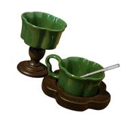 Alksubbm Cafe Table Display Accessory for Doll House, Green SILVER SPOON | 1: 12 1: 6 Cup Saucer Spoon Styling with Alloy Collector Decor