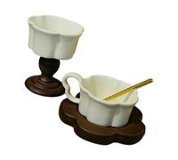 Alksubbm Cafe Table Display Accessory for Doll House, White GOLDEN SPOON | 1: 12 1: 6 Cup Saucer Spoon Styling with Alloy Collector Decor
