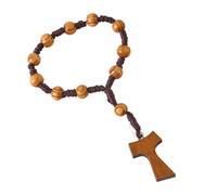 Alksubbm Classical Religious Rosary 8mm Wooden Beads with Crosses for Daily Wear or Spiritual Comfort Religious Gift Wooden Rosary Beads