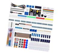Alksubbm Electronics Practice Set with Breadboard | Adjustable Output Module, Resistor Capacitor LED Mix, Transistors, Buzzer for Learner Prototyping, Intro
