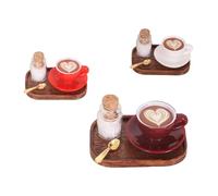 Alksubbm English Coffee Cup and Saucer Pretend Play Furniture 3pcs Miniature Accessories Tiny Coffee Cup Set for Dollhouses