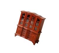 Alksubbm Miniature Storage Cabinet 1:12 Wooden Furniture for Tiny, Maroon | Bedroom Study Living Room Display Decor, Collector Accent