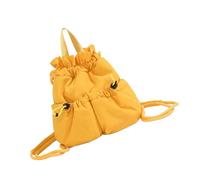 Alksubbm Multifunctional Small Daypack with Inner Organizers, Yellow | Drawstring Rucksack with Spacious Storage, Comfortable Practical Nylon Fabric for Travel and Outdoor Activities
