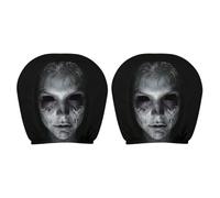 Alksubbm Seasonal Auto Headrest Sleeve Set, Type A | Elastic Polyester Pair for Most Standard Vehicles, Haunted Cabin Styling Decor