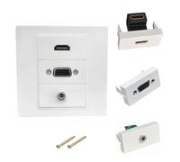 Alksubbm Standard 86mm HDTV VGA 3.5mm Wall Outlet Plate for Multimedia Connectivity Easy Solderless Setup in Various Setting Metal Wall Panel