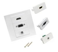 Alksubbm Standard 86mm HDTV VGA 3.5mm Wall Outlet Plate for Multimedia Connectivity Easy Solderless Setup in Various Setting Metal Wall Panel