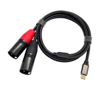 Alksubbm Streaming Cable Type C to 2 XLR Male, 1.8m | Braided Y Splitter with Built-in Chip for Mixer Link, Presentation