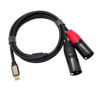 Alksubbm Streaming Cable Type C to 2 XLR Male, 1m | Braided Y Splitter with Built-in Chip for Mixer Link, Presentation