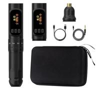 ALKYANK 270 Cordless Tattoo Machine Pen Adjustable Stroke 2.0-3.5mm Permanent Makeup Rotary Pen Coreless Motor Tattoo Gun Supply for Pro Tattoo Body Artist,Black 2 batteries
