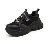AlkYutd Women's Lightweight PVC Steel Toe Safety Shoes Lace-Up Breathable Chunky Sneakers-Women's Black-40-6