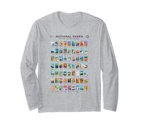 All 63 National Parks of The United States Vintage Art List Long Sleeve T-Shirt