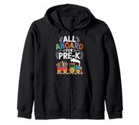 All Aboard For Pre-K Train Back To School First Day Boys Fun Zip Hoodie