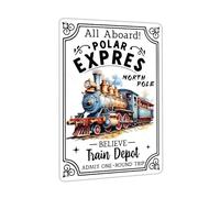 All Aboard Polar Expres North Pole Believe Train Depot Admit One Round Trip Metal Sign Funny Tin Signs Retro Vintage Wall Decor 8x12 inch