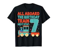 All Aboard The Birthday Train 7th Birthday 7 Years Old T-Shirt