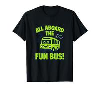 All Aboard The Fun Bus Neon Party Bus Graphic T-Shirt