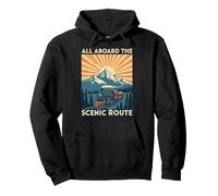 All Aboard the Scenic Route Train Retro Railroad Pullover Hoodie