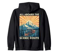 All Aboard the Scenic Route Train Retro Railroad Zip Hoodie