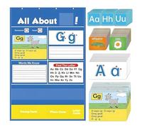 All About Alphabet Chart | Interactive Letter Handwriting Practice Tool For Preschool Homeschool Classroom | 1kg High Capacity Clear PVC Slot Professional Teaching Supply Equipment Visual Aid