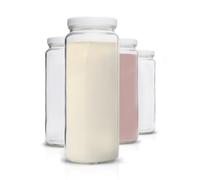 All About Juicing Glass Bottles Set - 32 oz Jars, 4 Pack Wide Mouth with Lids for Juice, Smoothies, Water, Milks, Beverage Storage - Large Jug, Clear, Durable, Reusable, Dishwasher Safe, Leak Proof
