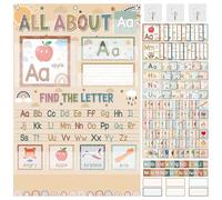 All About Letter Chart with Pocket Alphabet Learning Chart with ABC Flash Cards Boho Back to School Decorations for Letter of the Day W ctivity Classroom Home School Decor Teacher Supplies