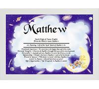 All About Names First Name Meaning Print - Boy Sleepy Bear Design White Frame
