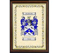 All About Names Framed Coat Of Arms Print - A3 Size - Walnut Frame With Gold Inner Edge