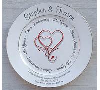 All About Names Personalised Bone China Plate - 20th Anniversary (China) - Hearts Design