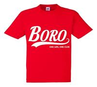 All About The Print Boro Middlesbrough One Life Football Fan Childrens T Shirt Top Kids Age 12-13 Red