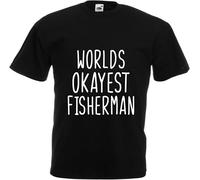 All About The Print Worlds Okayest Fisherman Fishing Tshirt Humour Grumpy dad Husband Present Gift Shirt Premium Funny Sarcasm Mens Black