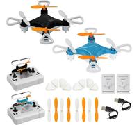 All-Ages Mini Drone with Easy Stunt Flights & 360° Tricks - Perfect Beginner-Friendly Flyer, Mini Drone for Kids with LED & Altitude Hold & Propeller Protection, 360°flips (2PC-Mix)