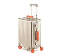 All Aluminum Magnesium Alloy Hardside Luggage Carry on Trolley Case, Hard Shell Checked Suitcase Travel Cabin Case with Wheel, All Metal Check in Luggage Rolling Case for Women Men (Gold-A, 26 inch)